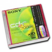  CD-R Sony 700 , 80 ., 48x, 10 ., Slim Case, Color, (10CDQ80NXSLD),  