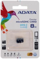 8Gb microSDHC ADATA Premier (AUSDH8GUICL10-ROTGMBK), Class 10, UHS-I +  OTG/USB, RTL