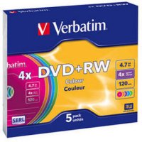 DVD+RW 5  Verbatim 4,7  4x DL+ Slim Color (43297)