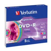   DVD+R  Verbatim 4,7Gb 16x Color SlimCase 5  (43556)