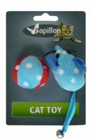 Papillon   :   , , 5 + 4  (Cat toy pluche mouse with ball on card) 24