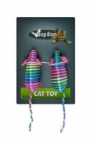 Papillon    2 , 7  (Cat toy 2 coloured mice on card) 240007
