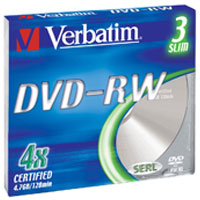 - Verbatim DVD-RW 4.7  4x 3 . Branded Jewel Case (43635)