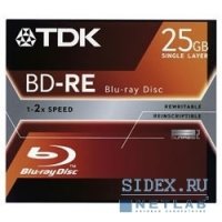  BD-RE25J001/TDK BD-RE Blu-Ray TDK, 2x, 25Gb, Jewel Case