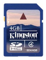 4Gb   SecureDigital (SDHC) Kingston (SDV/4GB)  4, SDHC Video (60min)