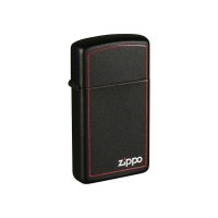  Zippo Slim Black Matte Logo Border 1618ZB