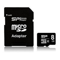   Micro SDHC 8GB Class 4 Silicon Power SP008GBSTH004V10-SP +  SD