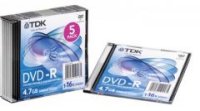 TDK DVD-R47SCED5-L  DVD-R 4.7 , 16x, 5 ., Slim Case