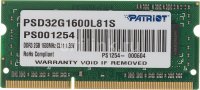  DDR3 2Gb 1600MHz Patriot PSD32G1600L81S RTL PC3-12800 SO-DIMM 204-pin