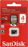   SanDisk (SDSDQM-004G-B35) microSecureDigital High Capacity Memory Card 4Gb Class4 + mic