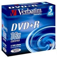 - Verbatim DVD+R 4.7  16x 5 . Branded Jewel Case (43556)