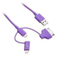  PQI Multi Plug USB to Lightning/MicroUSB/30 pin M 90cm  iPhone/iPad/iPod Purple PQI-iCABLE