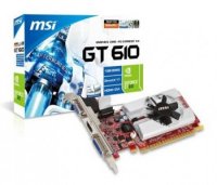MSI N610GT-MD1GD3/LP  PCI-E GeForce GT 610 Low Profile1GB GDDR3 64bit 810/1000MHz DVI(HDCP