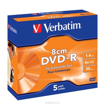 miniDVD-R Verbatim 1.4 , 4x, 5 ., Jewel Case, (43510),  DVD 