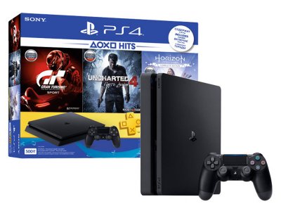  Sony PlayStation 4 500Gb Slim CUH-2208A + Horizon Zero Dawn + Gran Tourismo + Uncharted 4 + PS