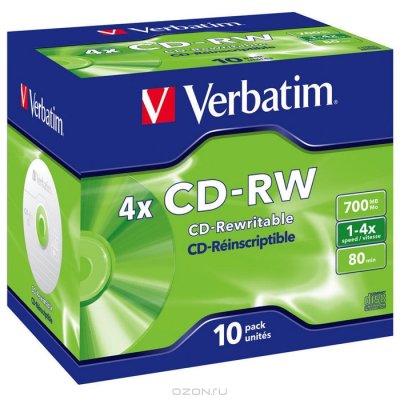   CD-RW VERBATIM 700  4x, 10 ., jewel case [43123]