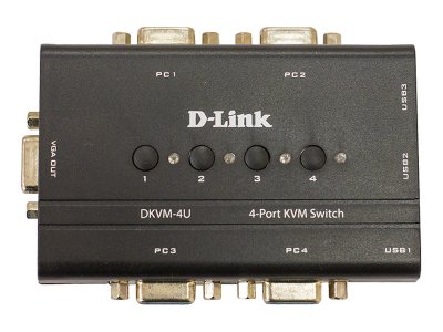 KVM  D-Link DKVM-4U 1  (downstream), 4  (upstream), 1 x VGA, 1 x USB downstrea