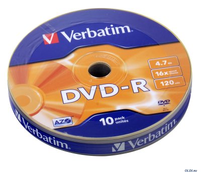  DVD-R Verbatim 4.7 Gb, 16x, Cake Box (10), LightScribe (10/200)