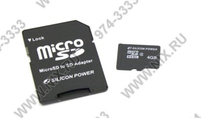  microSDHC SILICON POWER 4  Class 4, SP004GBSTH004V10-SP, 1 .,  SD