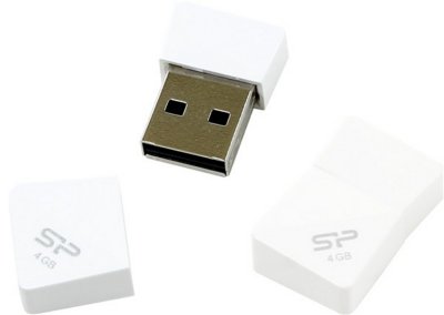  USB Flash Drive 4Gb - Silicon Power Touch T08 USB 2.0 White SP004GbUF2T08V1W
