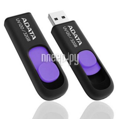  USB Flash Drive 32Gb - A-Data UV120 USB 2.0 Black-Purple AUV120-32G-RBP