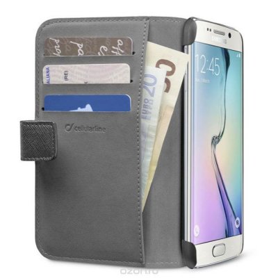 Cellular Line Book Agenda   Samsung Galaxy S6 Edge, Black (24065)