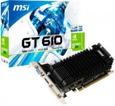  1Gb (PCI-E) MSI N610-1GD3H/LP  CUDA (GFN610, GDDR3, 64 bit, HDCP, VGA, DVI, HDMI, Low Pr