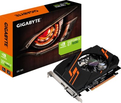  GigaByte GeForce GT 1030 1265Mhz PCI-E 2048Mb 6008Mhz 64 bit DVI HDMI HDCP Ret GV-N1030OC