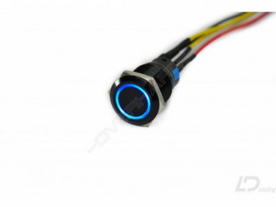 Little Devil Black Vandal Switch - 19mm - Blue LED