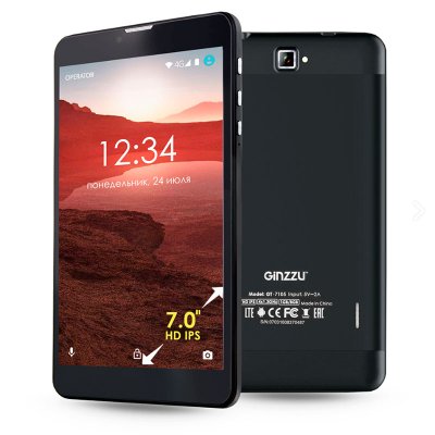  Ginzzu GT-7105 Black (Spreadtrum SC7731 1.3 GHz/1024Mb/8Gb/GPS/3G/Wi-Fi/Bluetooth/Cam/7.0/12