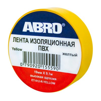  ABRO 19mm x 0.12mm x 9.1m Yellow ET-912-R-Y