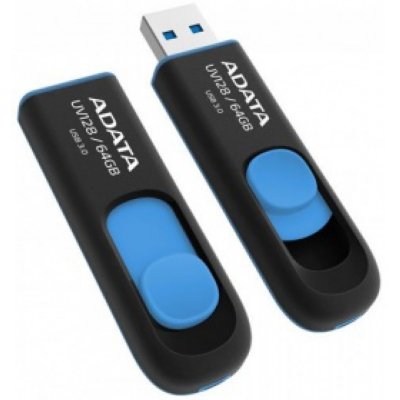  64Gb A-Data (UV128-64G-RBE) USB3.0, Black-Blue Retail