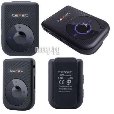 4Gb  Texet T-129 black,  mp3