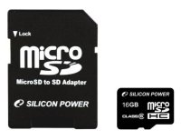  Silicon Power microSDHC Class 6 16 GB + Adapter