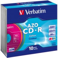   CDR Verbatim DL 700Mb 52x Slim Case Color (43308) 10 