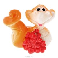 Декоративная фигурка "Змея с сердечками", цвет: оранжевый. 554279