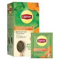 Чай Lipton Солнечная легкость с цитрусом и апельсиновой корочкой зеленый 25 пакетиков