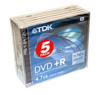DVD+RJ005/TDK16 TDK DVD+R 4.7  16x(!) 5  Jewel Case
