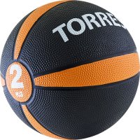Медбол Torres 2 кг", диаметр 19,5 см, цвет черно-оранжево-белый