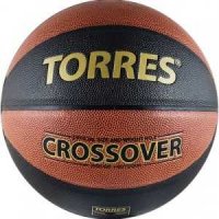 Мяч баскетбольный матчевый Torres Crossover арт. B30097, размер 7, темнооранжево-черно-золотой