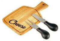 Набор для нарезания сыра: бамбуковая доска, 12х20 см, 2 ножа для сыра, 11см