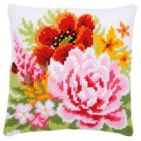 Набор для вышивания подушки Vervaco "Красочные цветы", 40x40 см, PN-0184990