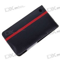 Чехол для Apple iPhone 3G/3GS кожаный, вертикальный (Black+Red)