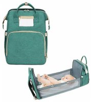 Сумка для мамы (рюкзак) с выдвижной кроваткой для малыша (зеленая)