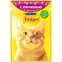 Влажный корм Friskies для взрослых кошек, с печенью в подливе 85гр