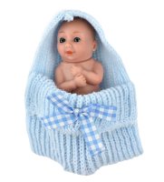 Пупс-мини "Малыш в голубом спальнике", 12 см