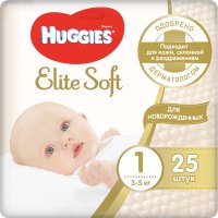 Подгузники Huggies (Хаггис) Elit Soft 1 (3-5кг), 25 шт.