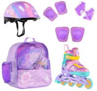 Набор роликовые коньки раздвижные FLORET Violet, шлем, набор защиты, в сумке (M: 35-38)