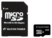   SDMicro (TransFlash) 8GB Silicon Power (Class 6) SD Adapter (SP008GBSTH006V10-SP)