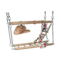 Игрушка для грызунов Trixie Лестница для хомяка 27,5 х 10,5 х 16 см подвесная двойная с веревкой